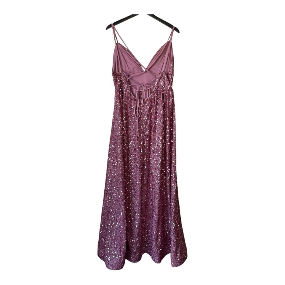 Dressalisa Sequin Lace Back Maxi Dress Size XL Gown Sparkly Pink / Purple - Picture 2 of 3